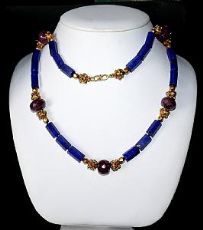 Collana con 5 rubini naturali sfaccettati - lapis barilot