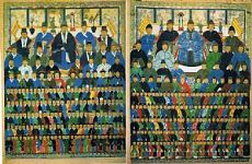Spettacolare compagno di pitture cinesi su tela di cotone, epoca700.  Dinastia Qing, periodo Chia Ching
