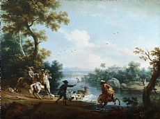 Cignaroli Vittorio Amedeo  Paesaggio con caccia al cervo