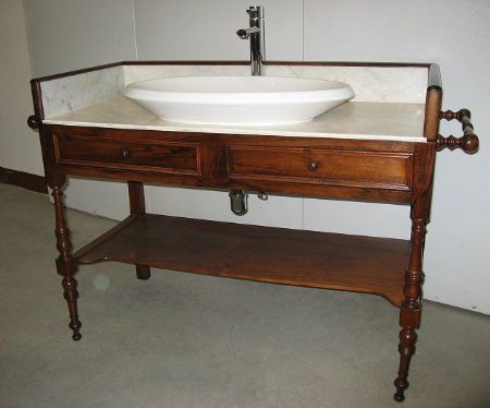 Cod. 0344 Toilette/Mobile Bagno in noce con lavabo 