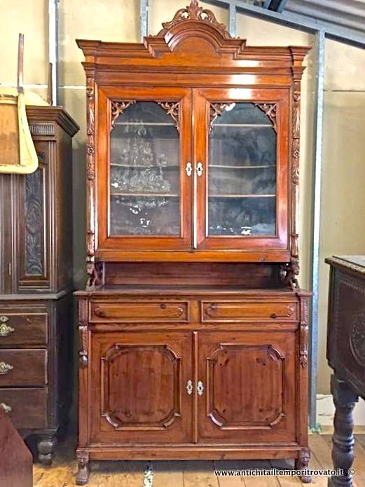 Antica credenza sarda del campidano in pitchipine della fine dell'800