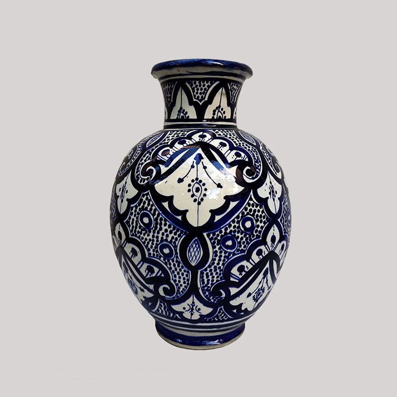 Vaso in ceramica Art Deco Primavera Longwy in blu in vendita su