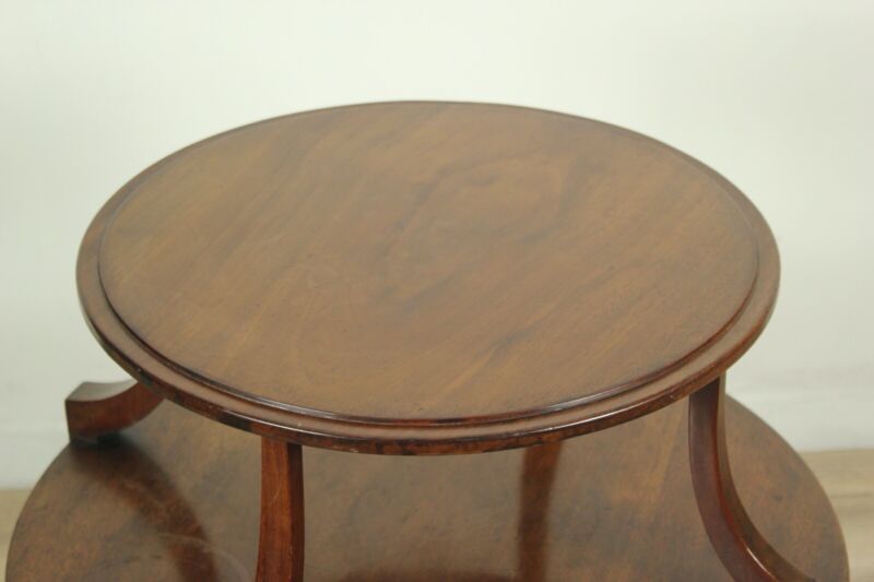 Accent Tavolino Rotondo A 2 Ripiani In Legno Di Gomma – Comodino Naturale Con Finitura Artigianale – Nero – Facile Da Montare - 6