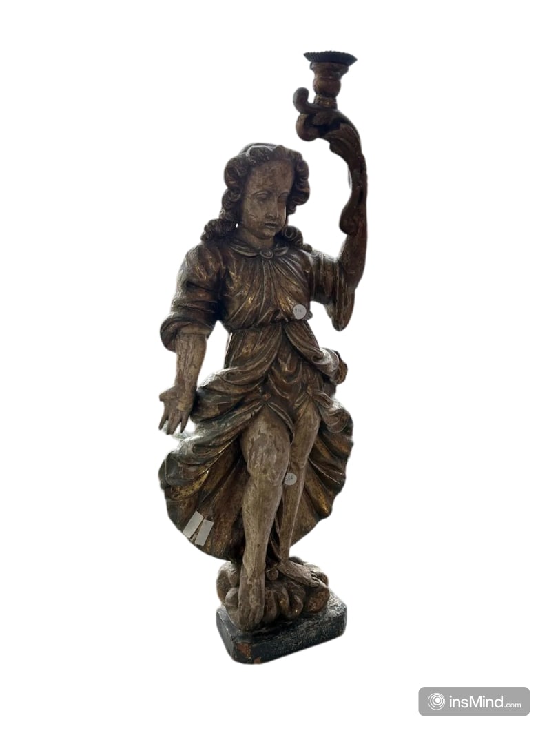 Candeliere da altare angelo resina oro antico | vendita online su HOLYART